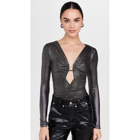 Isabel Marant Tops - Isabel Marant Étoile Buffy Plunge Neck Metallic Top